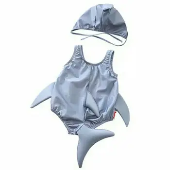 Nov Lep Dva Kosa Shark Swimsuit Za Malčke Baby Otroci Dekleta Plaža Kopalke Poletje Kopalke Bikini Komplet Shark Kopalke