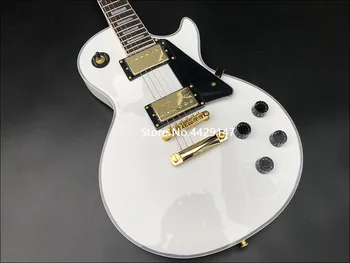 2020 Visoko kakovost po Meri Električna kitara,Trdna Mahagoni telo Z Belo barvo Električna kitara,Zlati strojne opreme,brezplačna dostava!