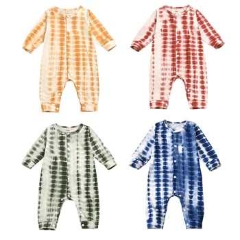 FOCUSNORM Tie-Dye Natisnjeni Baby Dekleta Fantje 0-24M igralne obleke z Dolgimi Rokavi Jeseni Priložnostne Jumpsuits 4 Barve