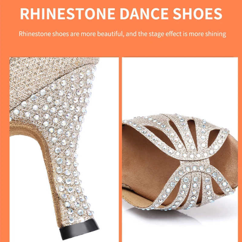 Ženske Bleščice latinsko Plesne Čevlje Ženska Rhineston Salsa Dvorana Tango Ples Čevlji za Dekleta, Mehko Dno Stranka Plesni Sandali