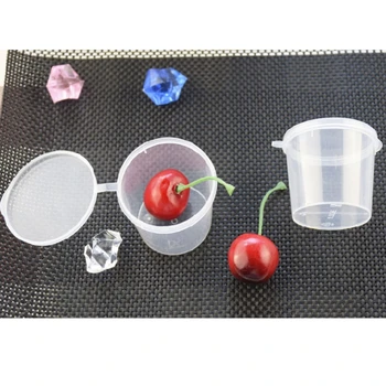 100 kozarcev 25ml Plastiko za Enkratno uporabo Omako Skodelice Z Pokrov Posode za Shranjevanje Hrane Škatle