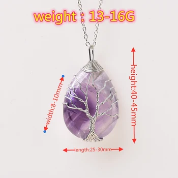 1PC Moda Preproste Naravne Crystal Tree Of Life Obesek Zdravljenje Amulet Quartz Ogrlica Povečanje čar Unisex Nakit DIY Darila