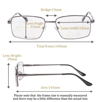 Visoke Kakovosti Polno Kovinski Okvir Bifocal Bralec videti daleč ali blizu Obravnavi Očala za Moške farsightedness Recept photochromic