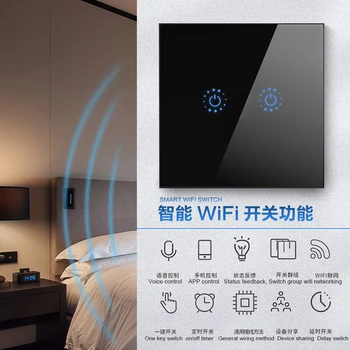WiFi Smart Touch Stikalo 1gang 2gang 3gang 433Mhz delo z googlova Domača stran Amazon Alexa 110V 220V Smart APP Življenje