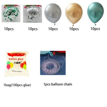 53pcs Balon Garland Arch Kovinsko Zelena Chrome Zlato Balonom, iz Lateksa Zračne Balone Paket Za Otroka 1. Rojstni dan Dobave Dekor