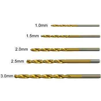 50Pcs HSS Titanium obložene hitroreznega Jekla Twist Drill Bit Nastavite Orodje za 1,0 mm/1,5 mm/2,0 mm/2.5/3.0 mm Ročna Orodja Moč Delov Zlata