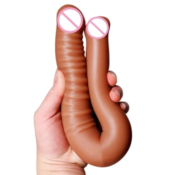 Silikonski realistični dvojni dildo lezbični seks igrače long double dong analni dildo občutek mehke kože big dick penis dildos za ženske G