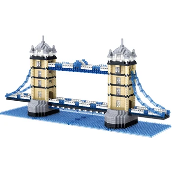 Lezi 8007 Svetu Arhitekture London Tower Bridge 3D Model DIY Mini Diamond Bloki, Opeke Stavbe Igrače za Otroke