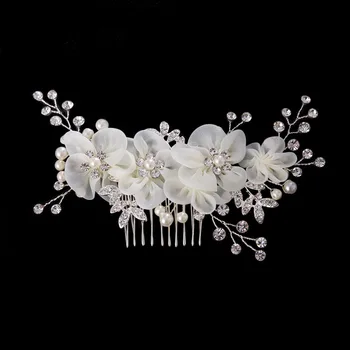 Korejski Modni Beli Cvet, Kristalno Simulirani Pearl Headpieces Lase, Glavniki Lasnice Neveste Poroka Poročni Veil Dekoracijo Nakit