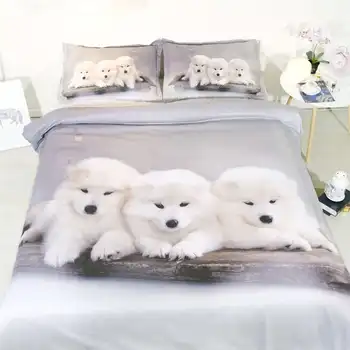 Kraljica posteljnina nabor 3d živali pes rjuhe kritje nastavite srčkan twin velikost posteljnina za otroke spalnica dekor hotel king size postelja določa 3pc