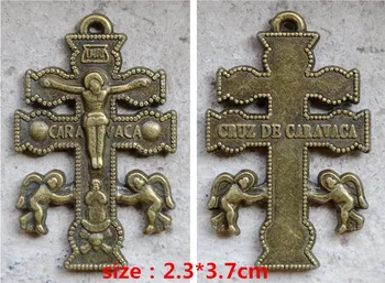 Katoliški Verski Darove svetega starinsko letnik bronasto pozlačen Križ Angel Križ