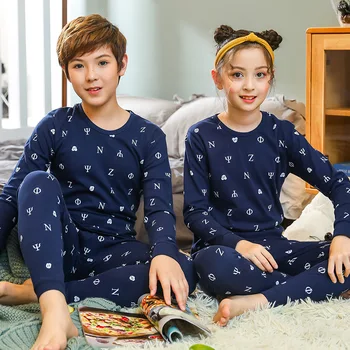 Najstniška Dekleta Pižame Nove Jesensko Dolg rokav otroška Oblačila Fantje Sleepwear Bombaž Pižame Kompleti Za Otroke 9 10 12 14 16 Let