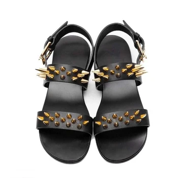 2020 Oblikovalca Pravega Usnja Moške Sandalias Poletje Moški Čevlji Zapatos Mujer Rimu Rock Modi Mens Sandali, Čevlji, US6-10!