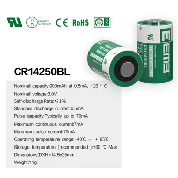 EEMB CR14250BL 3.0 V 900mAh 1/2 Baterije AA LS14250 Litij-Cilindrične Baterije PLC Prvotno Ne-Polnilne