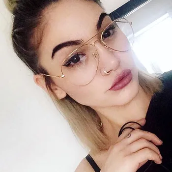 2017 Nova Očala Ženske Klasična Očala Rose Gold Metal Spektakel Okvir Jasno Očala Moških Optičnih Očal Okvir Oculos