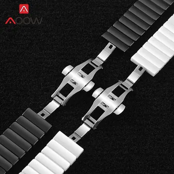20 mm 22 mm 24 mm Keramični Trak za Samsung Galaxy Watch Active2 Prestavi S2 S3 Huawei GT 2 Amazfit Metulj Sponke Zapestnica Trak