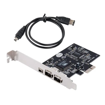 Firewire Kartice,PCIe Firewire 800 Adapter za Windows 10 z Nizko Profil Nosilec in Kabel,3 Vrata (2x6 Pin 1x4 Pin) IEEE 1394