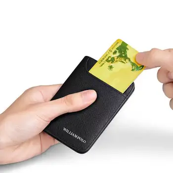 WILLIAMPOLO Pravega Usnja Za Moške Denarnice Slim Luksuzne blagovne Znamke Mini Kreditne Kartice Denarnice Za Moške Kratke Črne