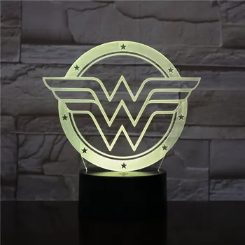 3D Lučka Wonder Woman Logotip Touch Senzor 7 Barve z Daljinskim 3D Iluzije za Božično darilo za uporabo v Zaprtih prostorih Led Nočna Lučka Lučka