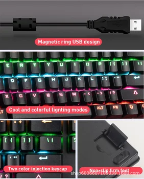 Gaming Mehanske Tipkovnice Igro Anti-prikazen RGB Mix Osvetlitvijo Modro Stikalo 87key teclado mecanico Za Igre Laptop PC