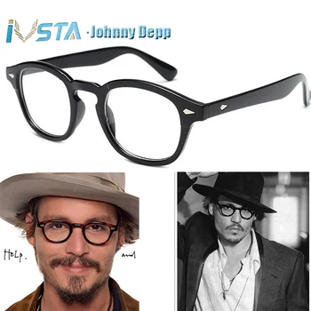 IVSTA Klasični Slog, ki je Johnny Depp Očala Moških Očala Okvir Ženske Krog Optičnih Slik Kratkovidnost Razred Leče, Bambus, Les PC 3019