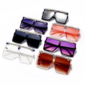 Prevelik Kvadratnih sončna Očala Ženske 2020 Modni Diamant sončna Očala Moških Retro Nosorogovo Očala Odtenki UV400 Oculos de sol