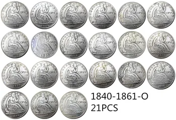NAS Celoten Sklop(1839-1879 )-O 21pcs Svobode Sedi Pol Dolarja Silver Plated Kopijo Okrasite Kovanec