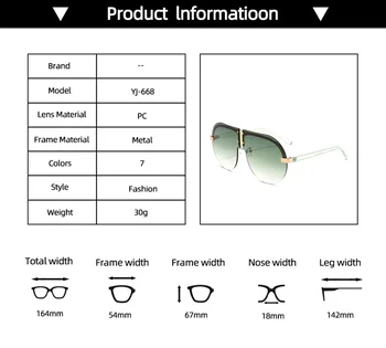 Novo Osebnost Velik Okvir sončna Očala Ženske Moški Rimless Ravno Top Gradient Objektiv Prostem Windproof Nezakonitih Očala Očala UV400