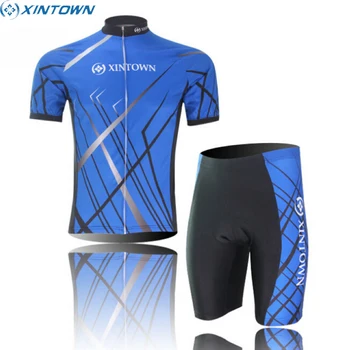 XINTOWN Mens Ropa Ciclismo Kratek Rokav Kolesarska Oblačila Modra Bike Team Kolesarski Dres Bib Hlače, Obleke, Kompleti S-5XL