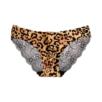 Poletje nove seksi čipke dame perilo ledu svile brezhibno nizko pasu pregleden leopard tiskanja ženske hlačke