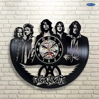 Saat Aerosmith Band Umetnosti Vinil Zapis Stenske Ure Dekor Home Design reloj