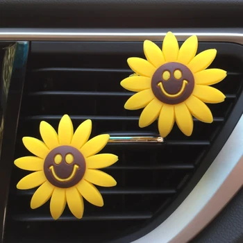Avto Ornament Sončnično Nasmeh Parfum Posnetek Osvežilcev Zraka Vtičnico Zračniki Dišave Difuzor Pribor Auto Dekoracijo Za Darila