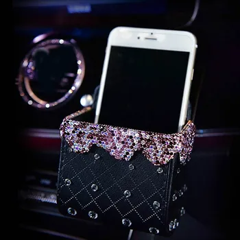 Bling slog, vijolični kristal, vdelan avto notranjo opremo nastavite za dekleta avto pepelnik volan kritje pandent nosilec za telefon