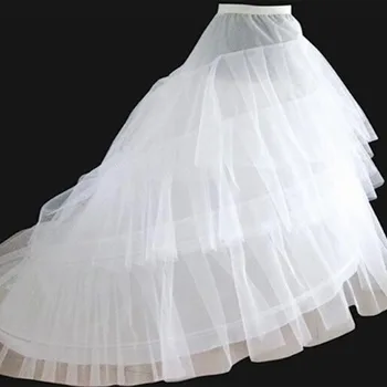 Elegantno Linijo Poroko Petticoat Til Underskirt Ženske Petticoat Crinoline Z Vlakom Poročne Poročni Dodatki 2019