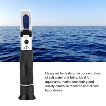 Dvojno Obsega Morsko Vodo Slanosti Refraktometer Meter Salimeter 0~10% Meritev Orodje za Akvarij morski vodi, Spremljanje