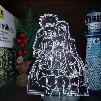 Naruto 3D Lučka Minato Kushina Hinata Družino LED Iluzijo Noč Svetlobe Otroci Soba Dekor namizne Svetilke Anime Visual Razsvetljavo Lampara