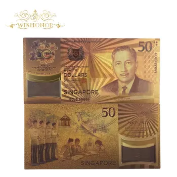 10pcs/veliko Novih Singapur Bankovec za 50 SGD Bankovcev v 24k pozlačeni Ponarejenega denarja za Zbiranje