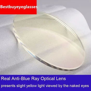 1.56 1.61 1.671.74 Proti Modri Žarki objektiv Recept Eyeglass Objektiv Računalnik Očala za Branje kratkovidnost objektiv svetlo rumena Blue Ray Rez