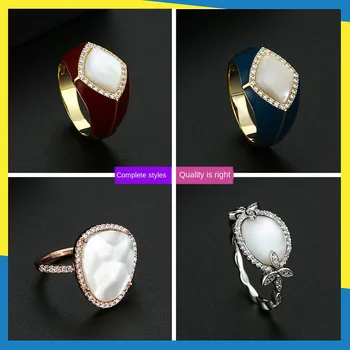 2020 novi korejski val ins geometrijske biserovina diamantni prstan preprost retro sveže temperament ženske lahko nosijo blagovno znamko nakita