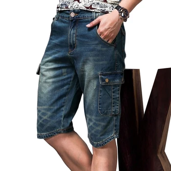 Poletje Moda za Moške Denim Hlače Tovora Zadrge Multi Veliki Žepi Naravnost Bombaž Priložnostne Jeans Hlače 2020 Nove Kratke Tovora Jeans