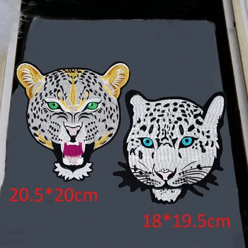 2Pcs Leopard Glavo Vezenje Šivanje na Železa na Obliž za Oblačila Aplicirano DIY Klobuk, Plašč Obleko Pribor, Krpe, Nalepke TH1130