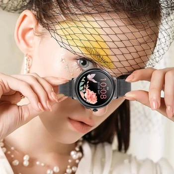 Nov Ženski Watch Zapestje 1.08 v Zaslon, Spanja, Spremljanje Kalorij Menstruacije Opomnik Pametna Zapestnica Metal+Silikonski Watchband