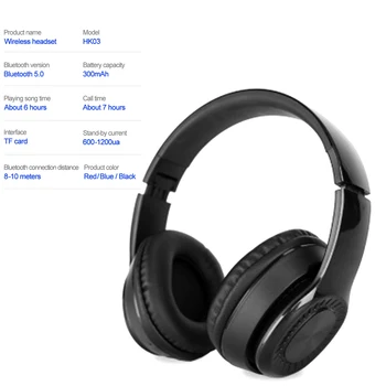 Zložljivi BT5.0 Brezžične Slušalke Z Mikrofonom Nad Uho Stereo Zvok Glasbe, Slušalke Podpira TF Kartice Aux-Športne Slušalke