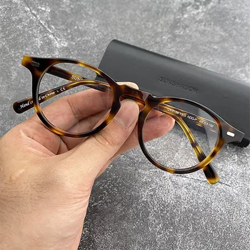 Visoka Kakovost Acetat Optični Oči Očal Okvir za Ženske Retro Vintage Okrogle Očala Moških OV5186 Recept Očala