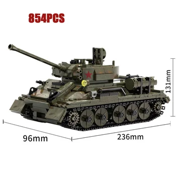 Svetovni vojni Sovjetske zveze 1:36 obsega vojske figuric mega blok ww2 T-34/85 Medium Tank zidarske opeke igrače za fante darila