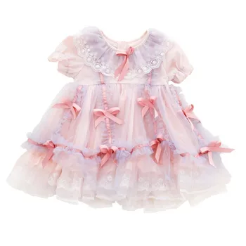 2020 Španija Otroci Obleke Poletje Dekleta Španski Obleke Baby Lolita Lok Čipke Žogo Halje Za Malčke Rojstni Dan Obleke Otroka, Krst Frock