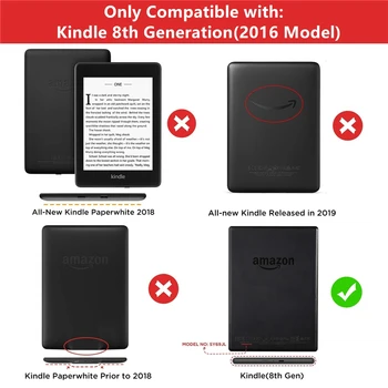 Tiskanje Primeru za Amazon Kindle 8. SY69JL 2016 Model PU Usnje Smart Cover s PC Nazaj Tablet Kritje E-knjiga Primer za Kindle 8.