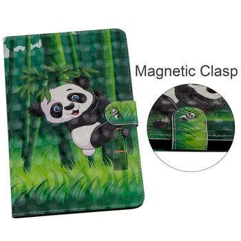 3D Tablični Primeru za Samsung Tab Galaxy S2 9.7 palčni SM-T810 T815 T815C Stojalo Krat Usnja PU 3D Cartoon Panda Zaščitni Pokrov