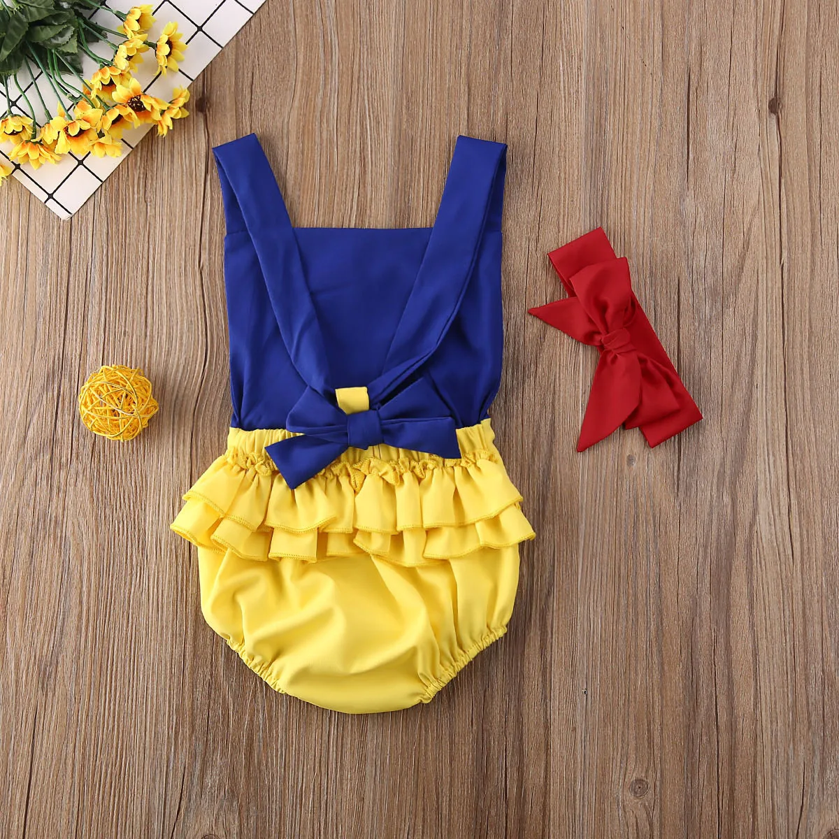 0-24M Novorojenega Dojenčka Baby Dekle, igralne obleke Cartoon Princeso Malčke Baby Blue Ruffles Jumpsuit Playsuit Poletje Kostumi