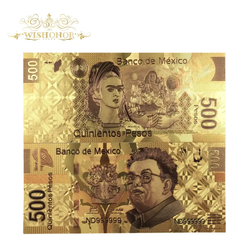 10pcs/veliko Mehiški Bankovcev 24k pozlačeni 500 Pesos Ponarejenega Denarja Dom, trgovina s Spominki, Dekorativni Papir Bankovcev Denarja Za Zbiranje